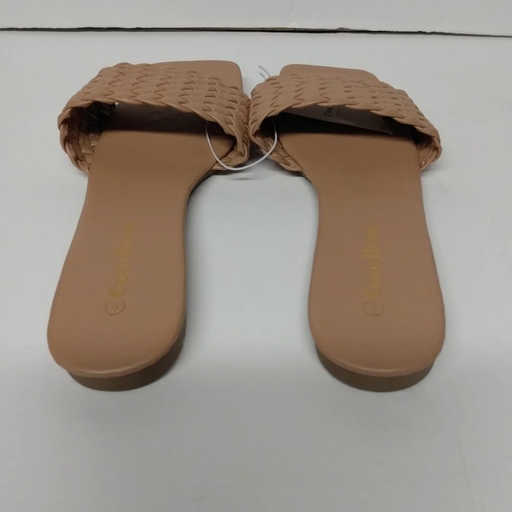 Coco Beau Square Toe Flat Sandals, sz 40/8, Tan, NWT